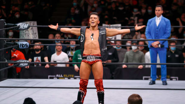 CLEVELAND, OH - JANUARY 26: Sammy Guevara is introduced during AEW Dynamite on January 26, 2022, at the Wolstein Center in Cleveland, OH. (Photo by Frank Jansky/Icon Sportswire via Getty Images)