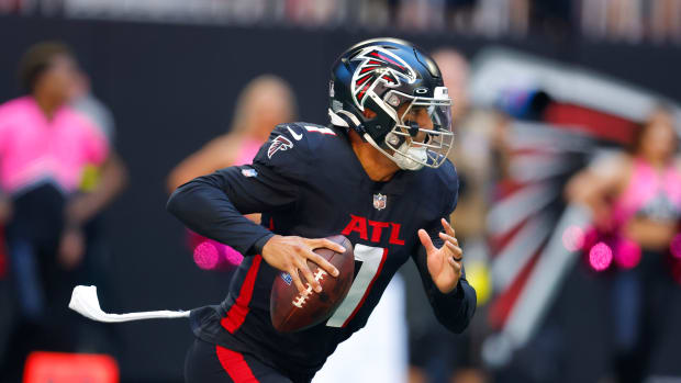 Marcus Mariota playing for the Falcons.