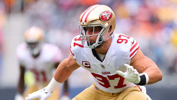 Nick Bosa of the San Francisco 49ers against the Chicago Bears in 2022.