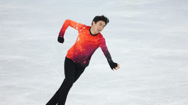 BEIJING, CHINA - FEBRUARY 10:  Nathan Chen of Team United States skates during the Men Single Skating Free Skating on day six of the Beijing 2022 Winter Olympic Games at Capital Indoor Stadium on February 10, 2022 in Beijing, China.  (Photo by Lintao Zhang/Getty Images)