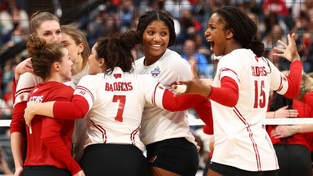 Wisconsin volleyball players at the NCAA Championships.