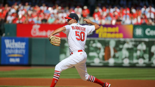Adam Wainwright delivers a pitch for the St. Louis Cardinals.
