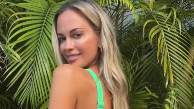 Jena Sims' racy pool outfit.