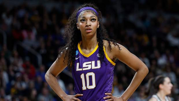 Angel Reese on the court for LSU.