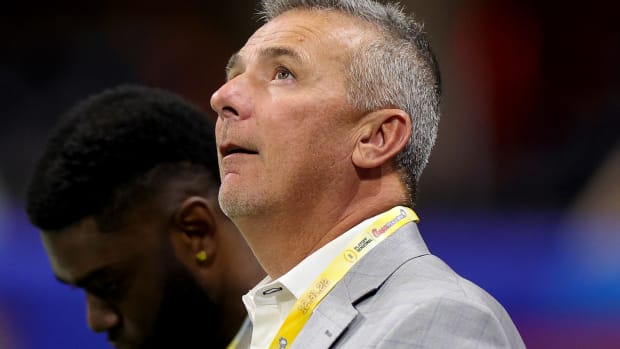 Urban Meyer is seen at the Ohio State vs. Georgia game.