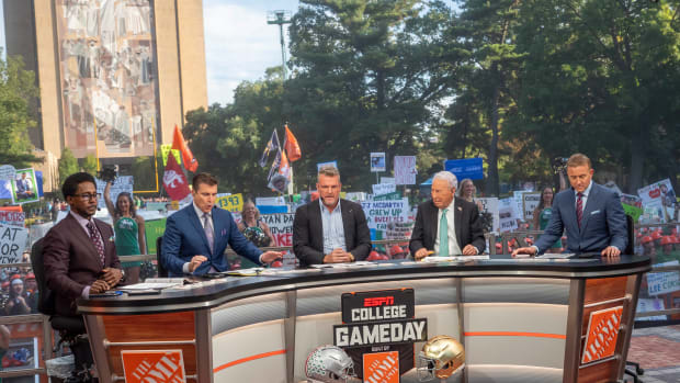 College GameDay broadcasting live from Notre Dame.