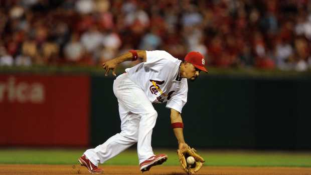 Rafael Furcal fields a ball at shortstop.