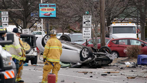 Car accident flipped over.