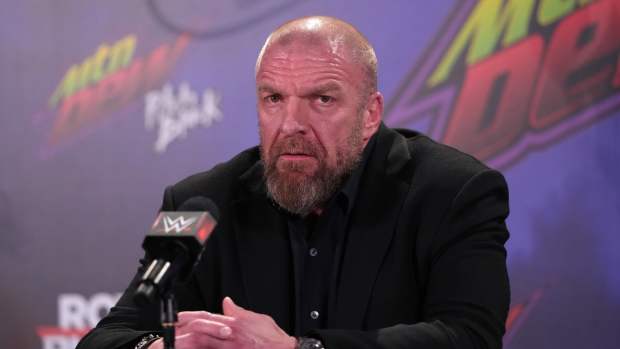 Triple H at a press conference for the WWE.