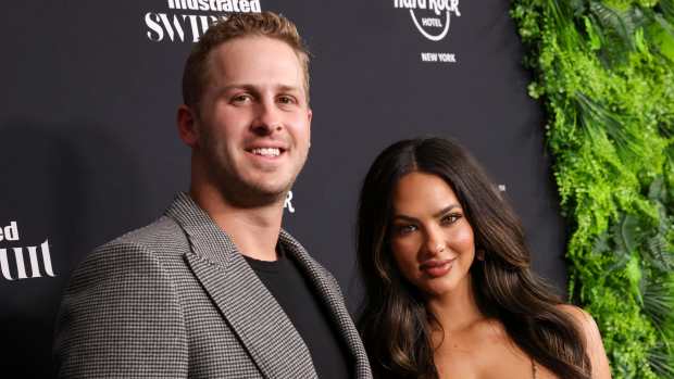 Christen Harper and Jared Goff in New York.