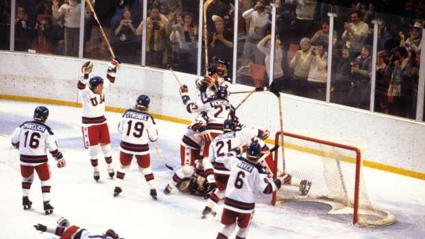 Miracle on Ice photo taken by Heinz Kluetmeier.