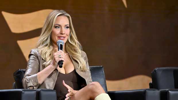 NEW YORK, NEW YORK - AUGUST 17: Paige Spiranac speaks onstage during the Fanatics Fest NYC 2024 at Jacob Javits Center on August 17, 2024 in New York City. (Photo by Roy Rochlin/Getty Images for Fanatics)