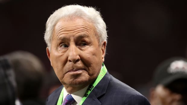 A closeup  of Lee Corso.