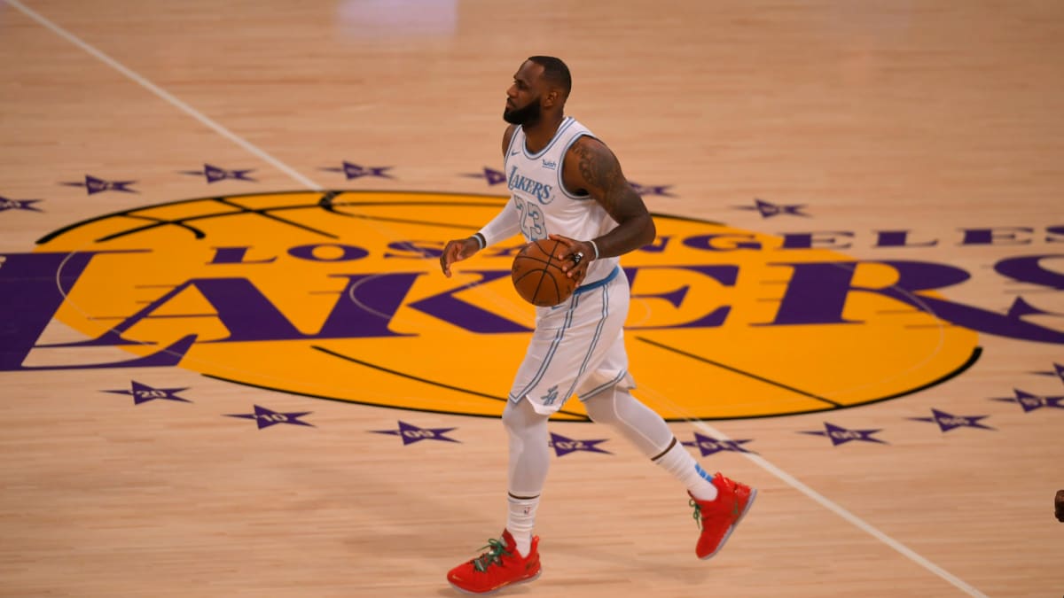 Los Angeles Lakers forward LeBron James (23) in his Nike Lebron shoes in  the second half