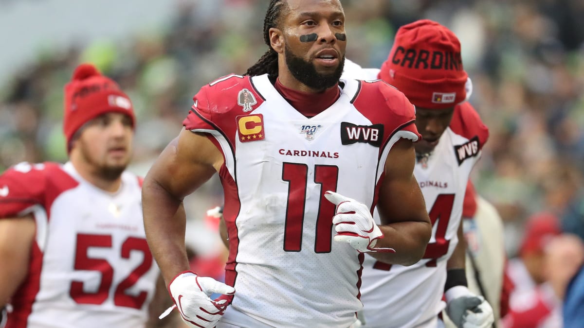 ESPN Monday Night Football commentator Larry Fitzgerald is seen