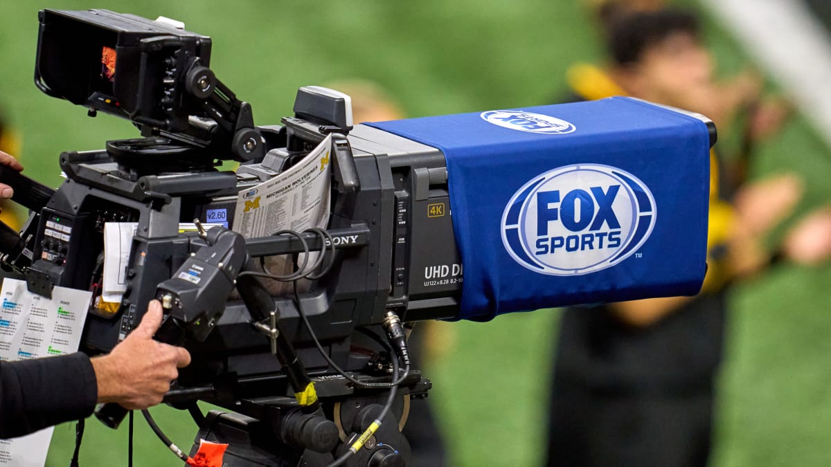 A FOX Sports tv camera on the sidelines of an NFL football game