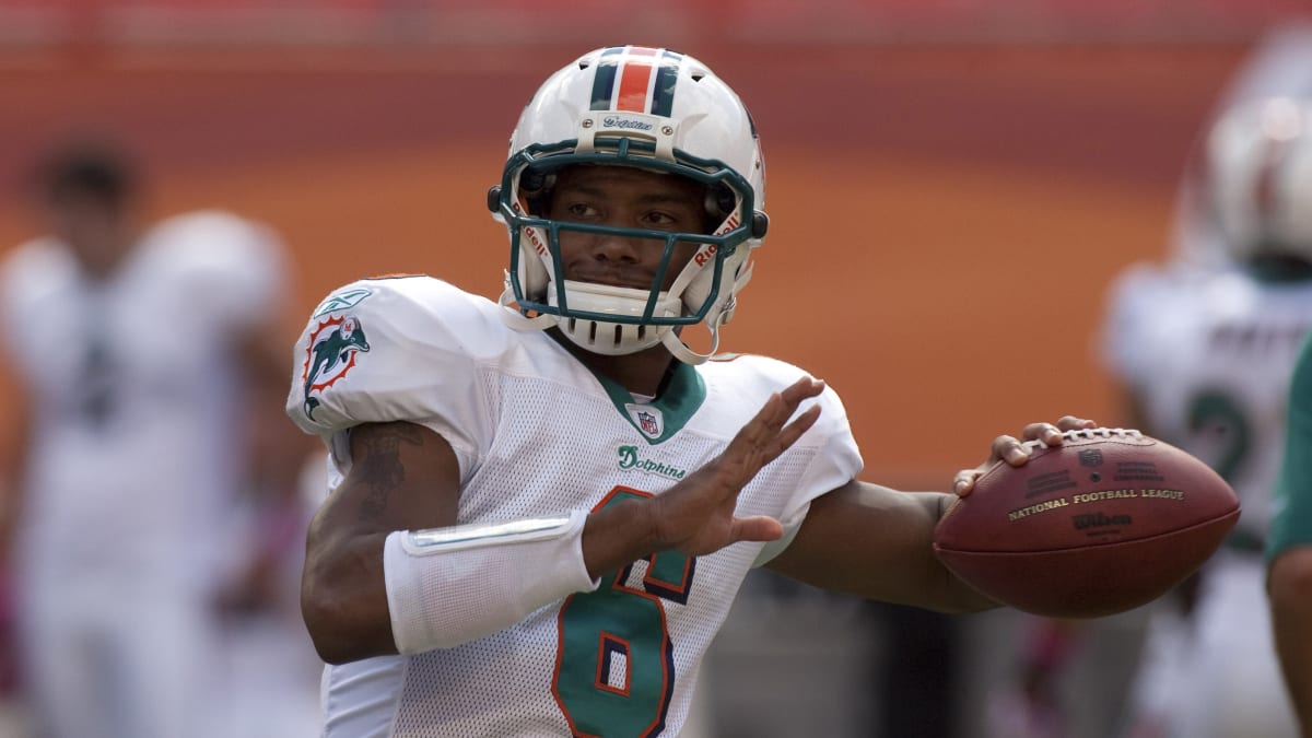 Miami Dolphins quarterback Pat White is taken off the field after a brutal  hit leaves him unconscious on the field for eight minutes. White was taken  to the hospital for further evaluations.