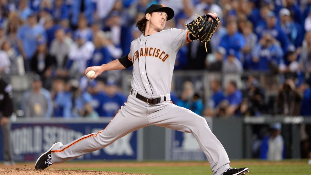 The Ring, Tim Lincecum #55 of the San Francisco Giants show…
