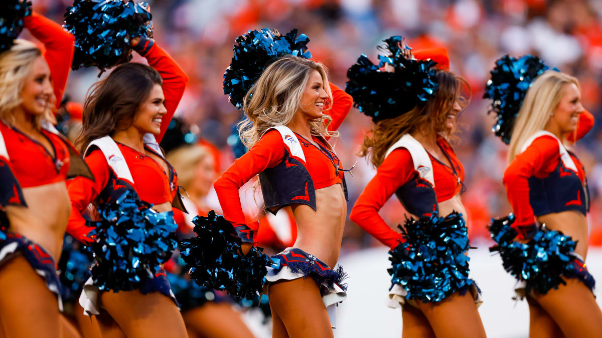 The Denver Bronco Cheerleaders perform during the Denver Broncos v