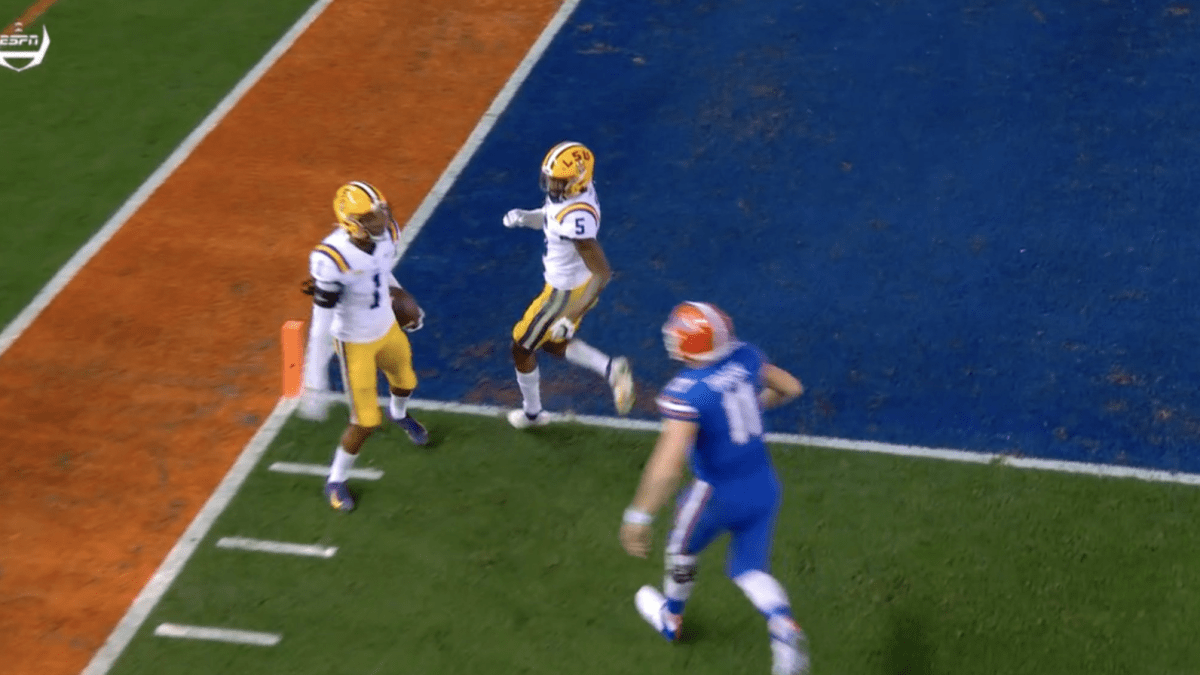 Watch LSU Cornerback Taunts Kyle Trask During Pick Six The