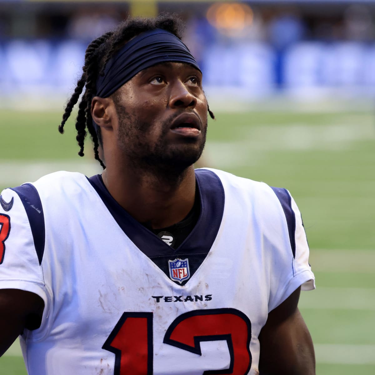 Brandin Cooks of the Houston Texans gets set against the