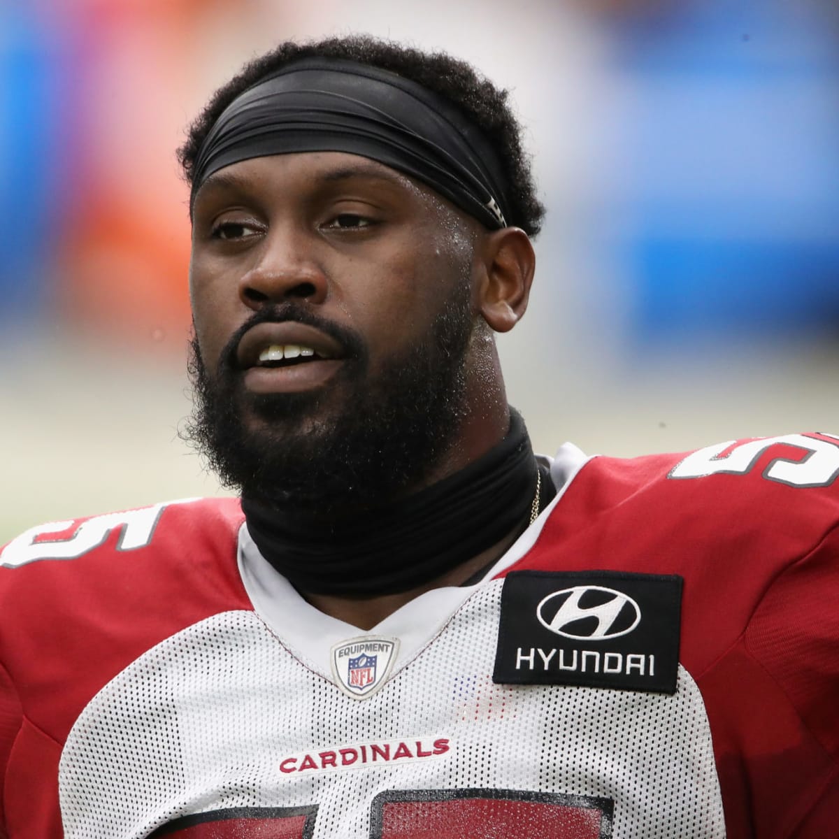 Arizona Cardinals outside linebacker Chandler Jones celebrates during an  NFL football game against the Seattle Seahawks, Sunday, Nov. 21, 2021, in  Seattle. The Cardinals won 23-13. (AP Photo/Ben VanHouten Stock Photo -  Alamy