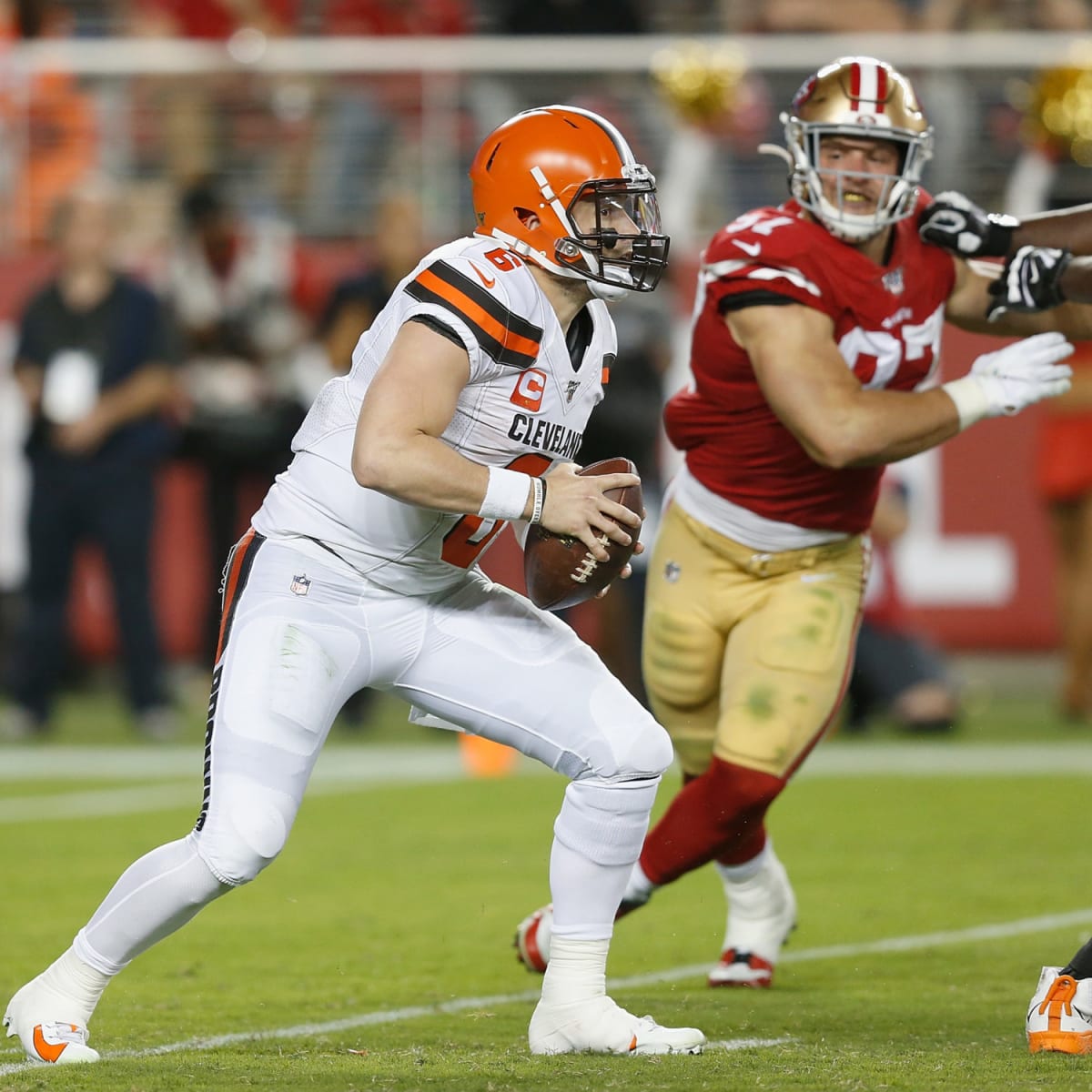 Barber: Nick Bosa rattles Mayfield in 49ers' 31-3 win