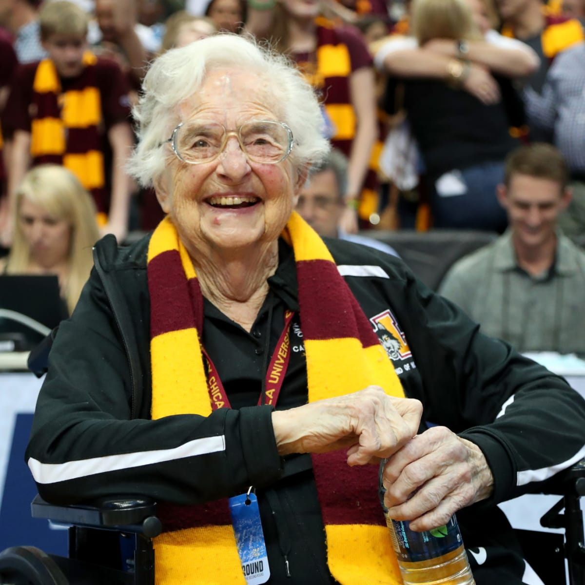 Sister Jean, days after turning 104 years old, throws out first