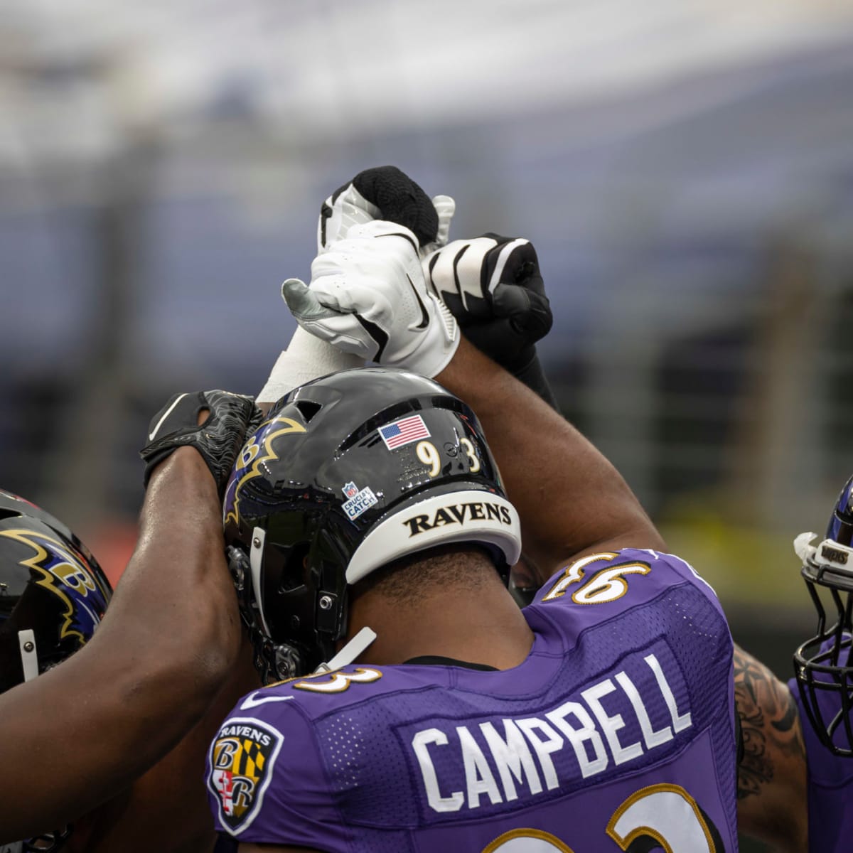 Baltimore Ravens defensive end Calais Campbell (93) during an NFL football  game against the Las Vegas Raiders, Monday, Sept. 13, 2021, in Las Vegas.  (AP Photo/Rick Scuteri Stock Photo - Alamy