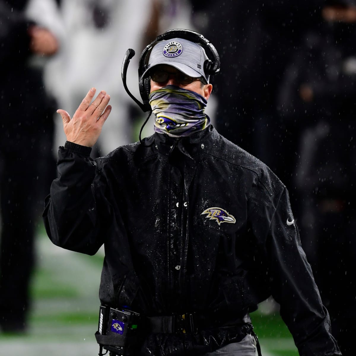 John Harbaugh and Mike Vrabel Had to Be Separated After the Titans Gathered  on the Ravens' Logo Pregame