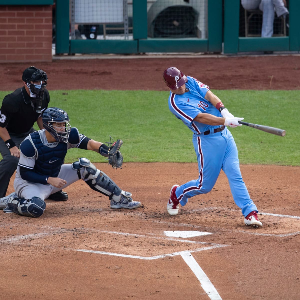 J.T. Realmuto working out with broken thumb