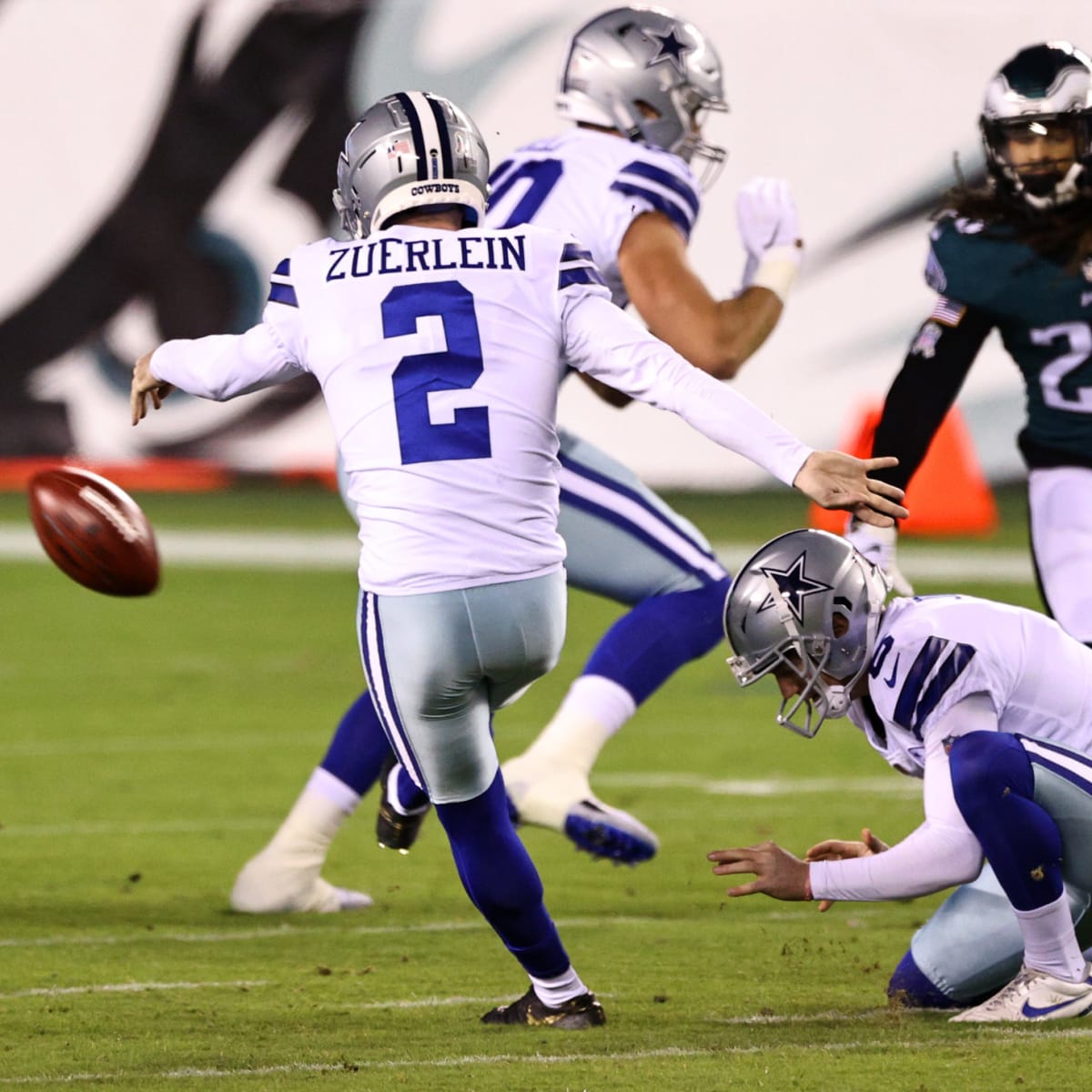 Philadelphia, Pennsylvania, USA. 8th Jan, 2022. Dallas Cowboys kicker Greg  Zuerlein (2) during warm ups before the game against the Philadelphia  Eagles on January 8, 2022 at Lincoln Financial Field. (Credit Image: ©