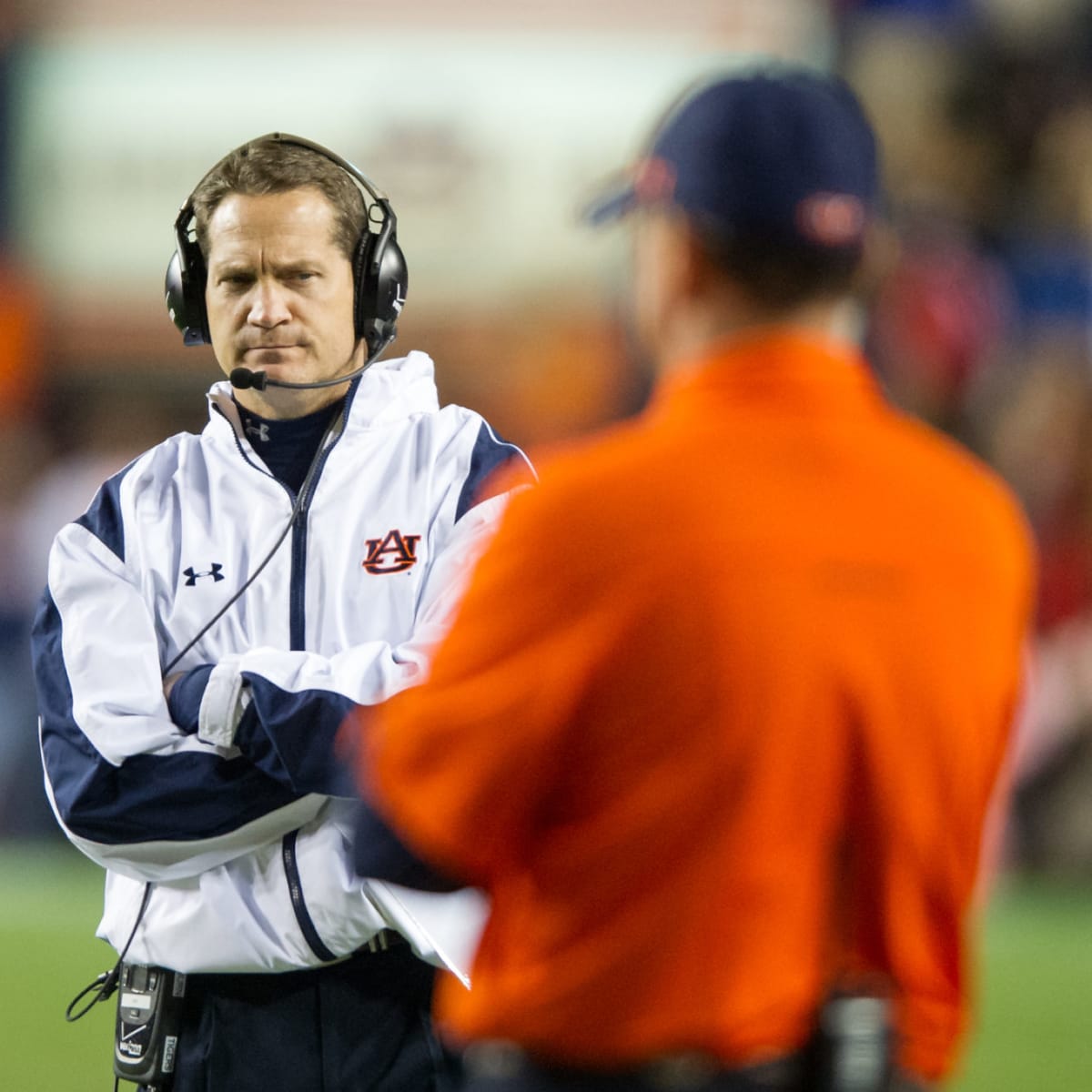 New Auburn football coach Gene Chizik leads his team to the field for their  NCAA college football spring A-day game on Saturday, April 18, 2009 in  Auburn, Ala. (AP Photo/Todd J. Van