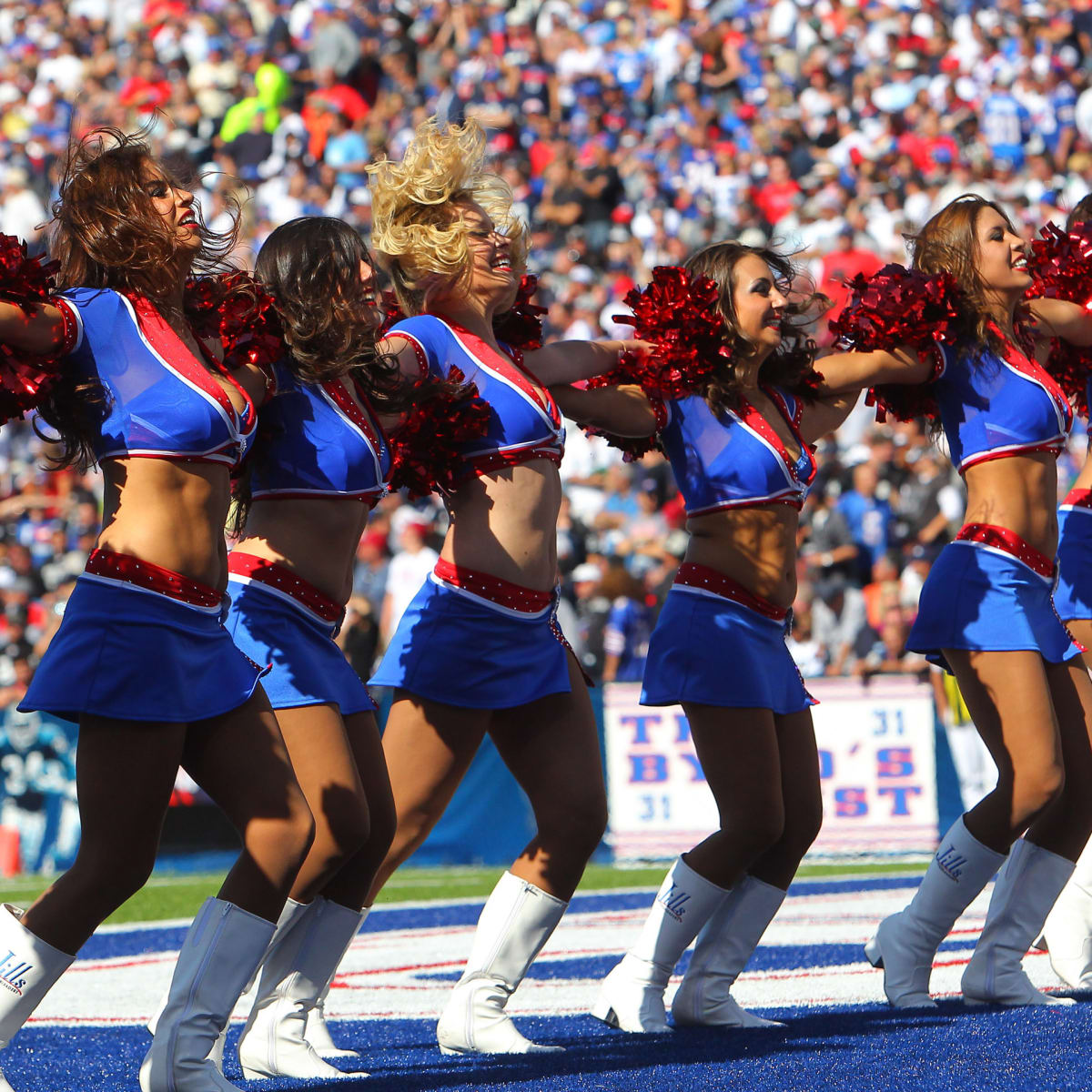 The Commanders Command Force Cheerleaders dance during a time out - 2023  Buffalo Bills - Bills Fans