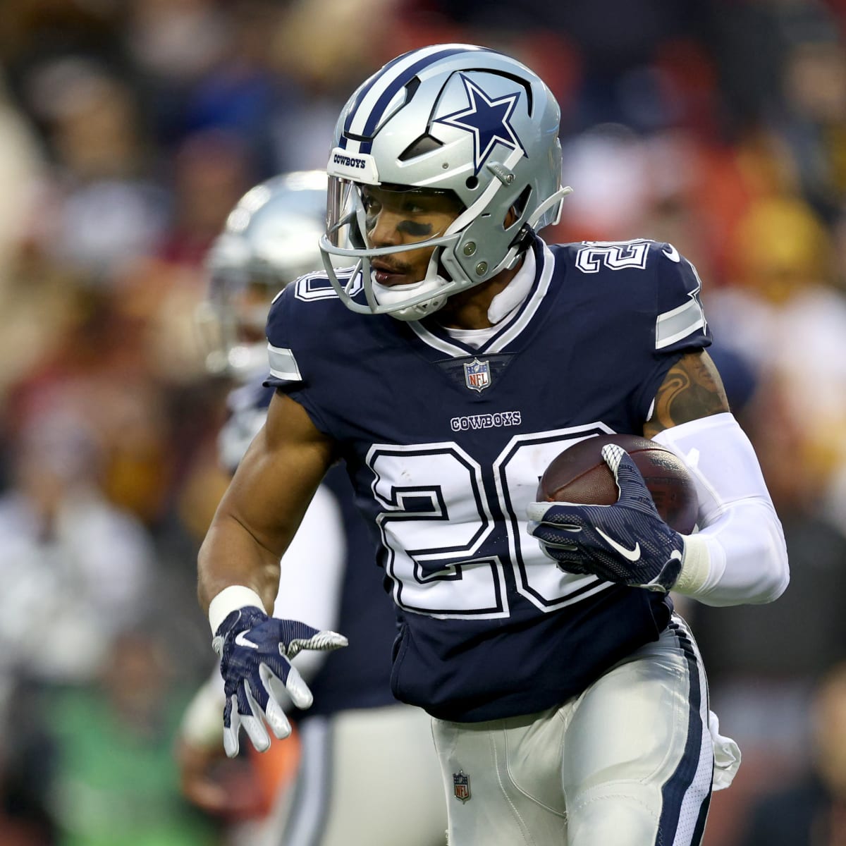 Tony Pollard of the Dallas Cowboys carries the ball against the Miami  Dallas  cowboys football team, Dallas cowboys uniforms, Dallas cowboys football