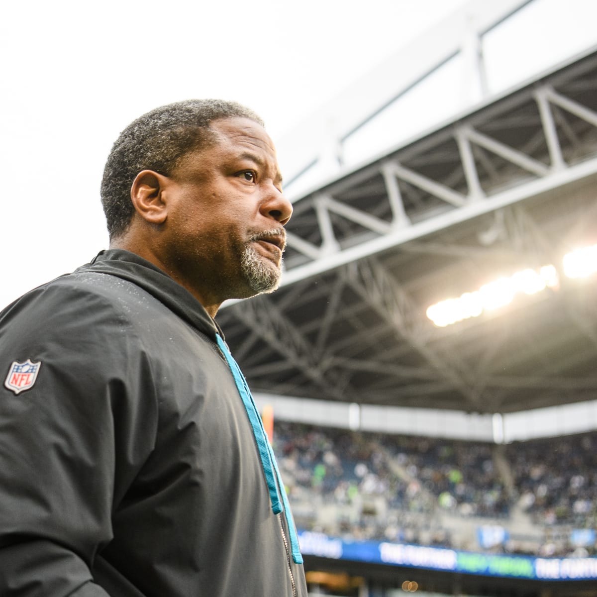 Carolina Panthers head coach Steve Wilks walks off the field after