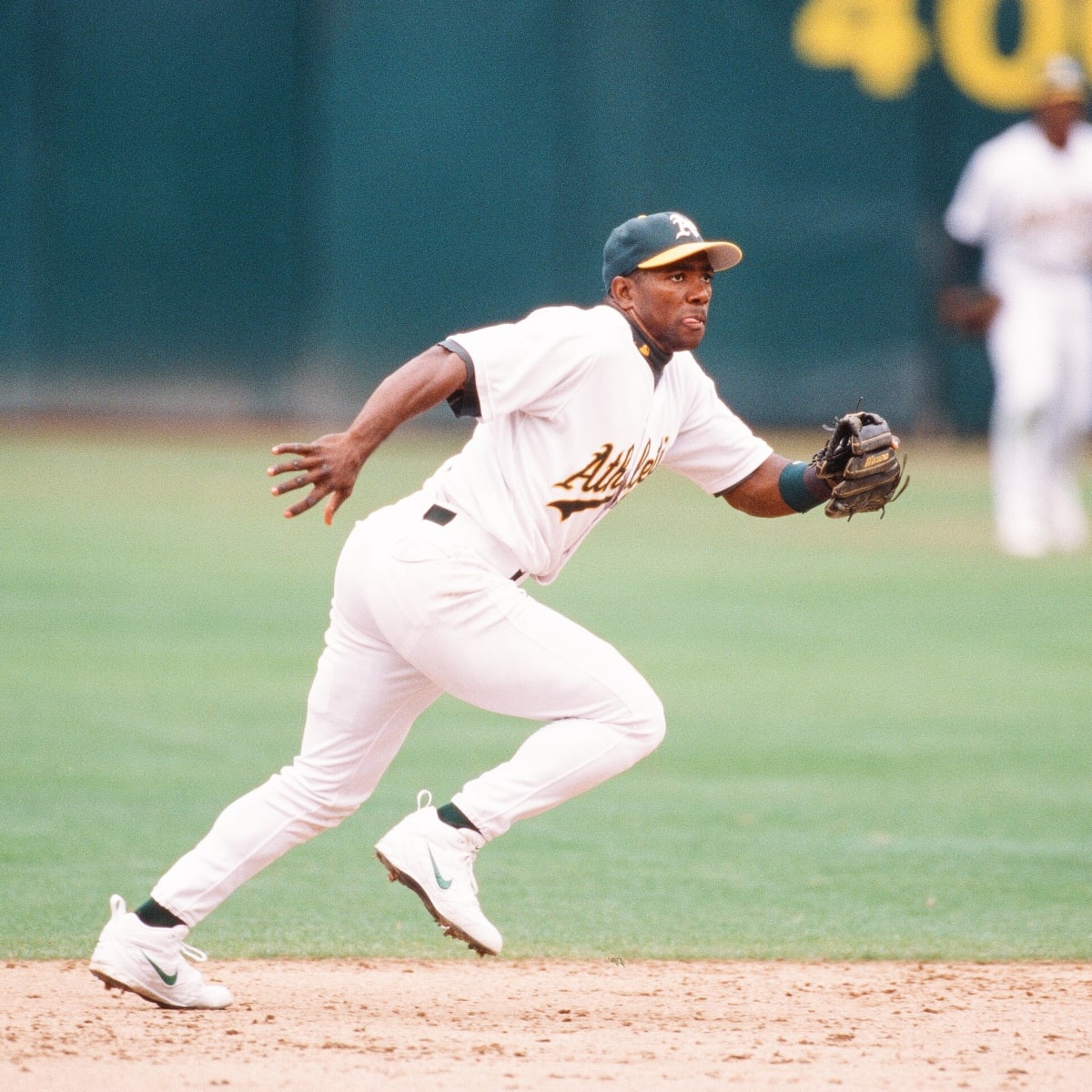 Miguel Tejada Oakland Athletics 2002 Away Baseball Throwback 