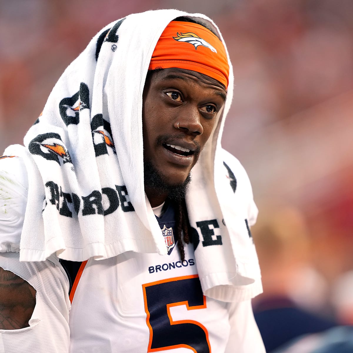 Randy Gregory of the Denver Broncos reacts during an NFL football