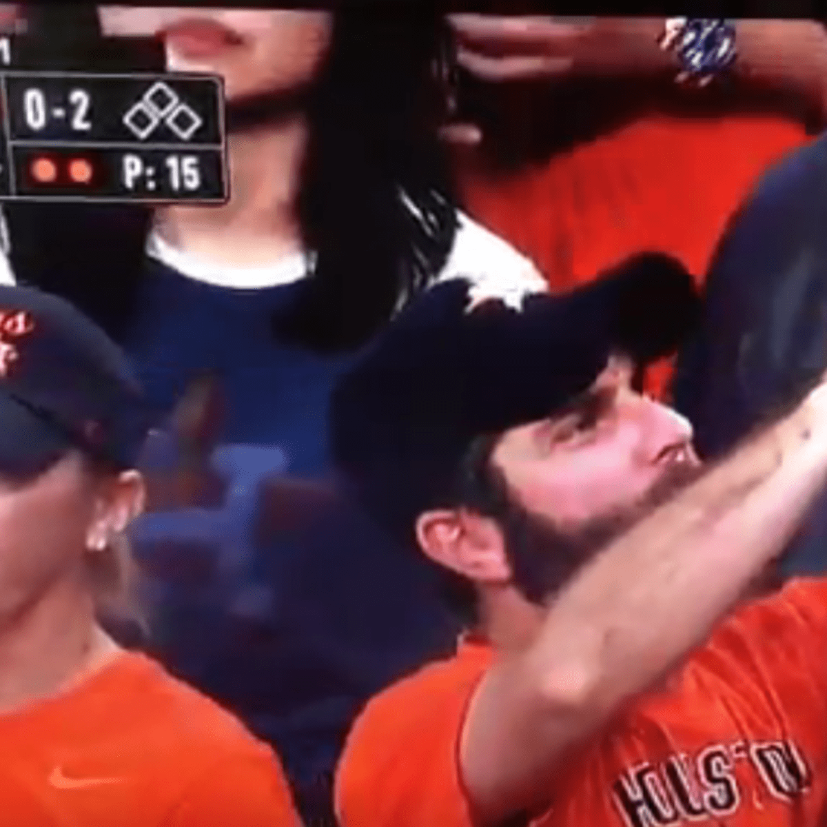 Astros fan acts super suspiciously when caught on camera in viral video