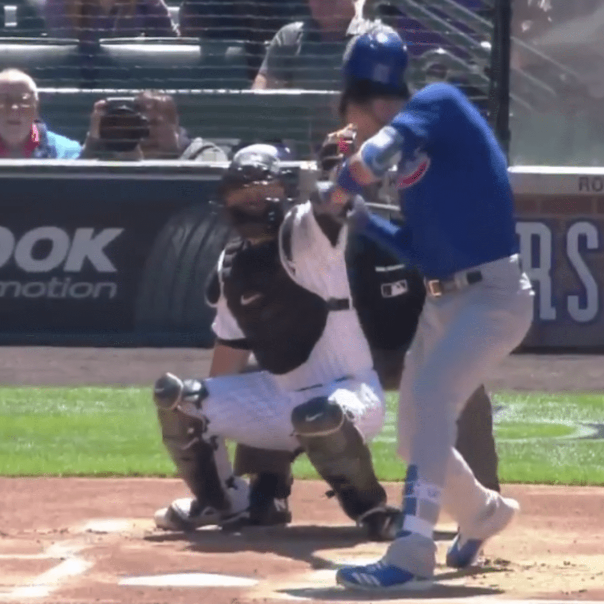 Cubs' Kris Bryant hit on helmet by pitch, leaves game