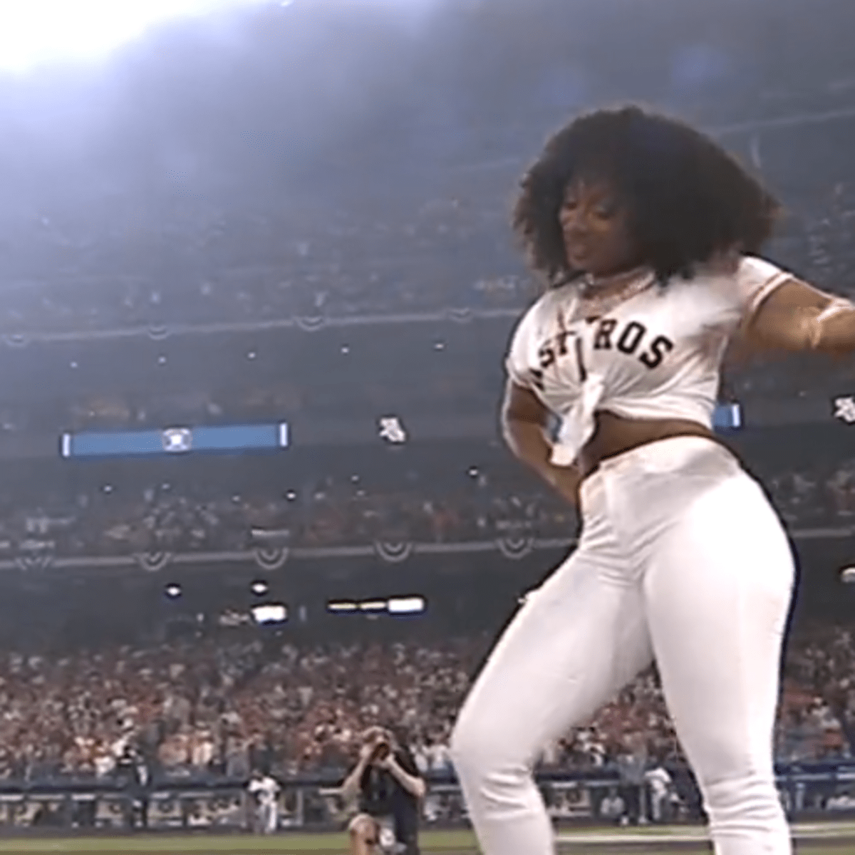 Megan Thee Stallion Throws the First Pitch at Houston Astros' Game
