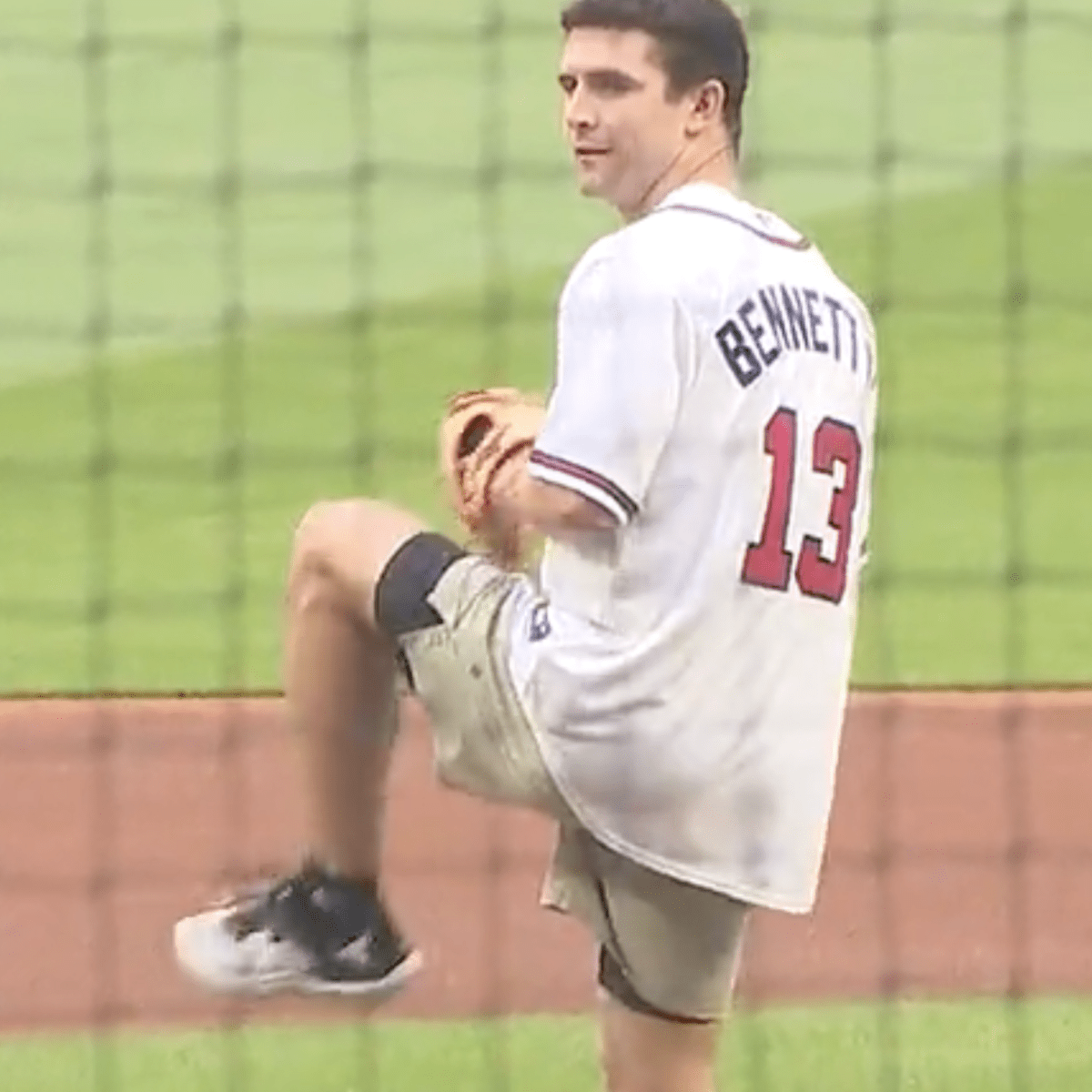 UGA's Stetson Bennett throwing first pitch at Braves' home opener