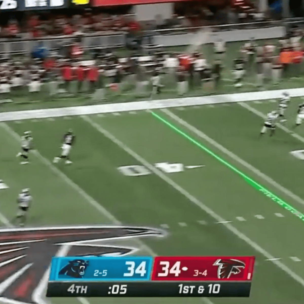 The Carolina Panthers filter in virtual boos following a penalty on kick  return