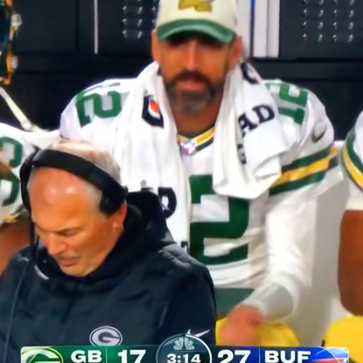 ESPN on X: Aaron Rodgers looked visibly upset on the sideline vs