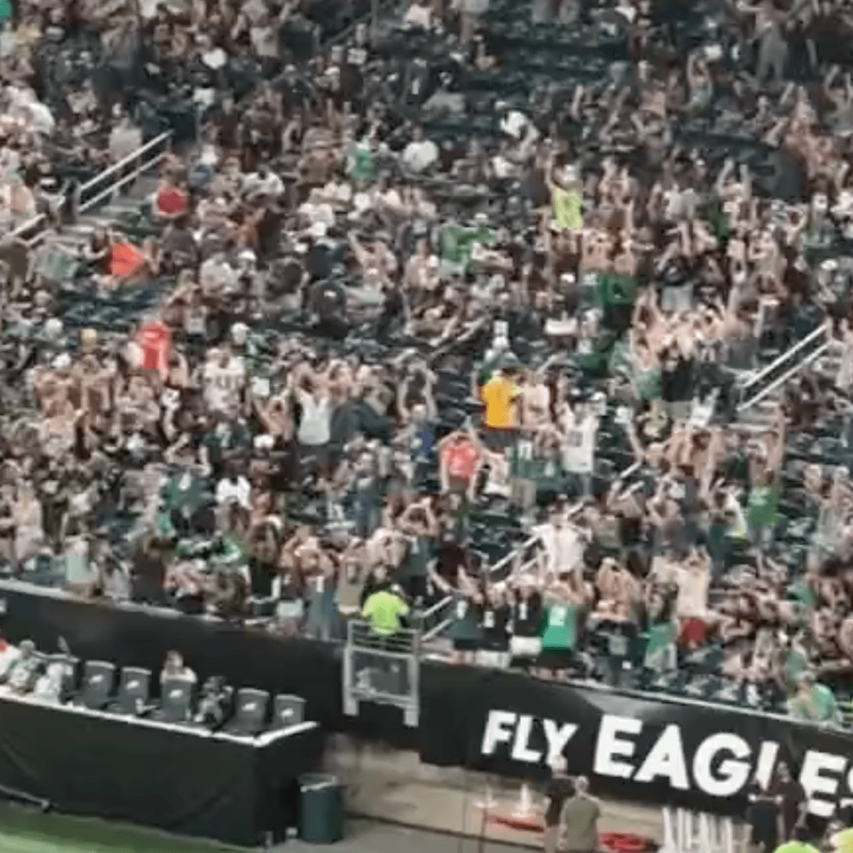 Eagles fans do the wave while injured Tyrie Cleveland gets stretchered off  field