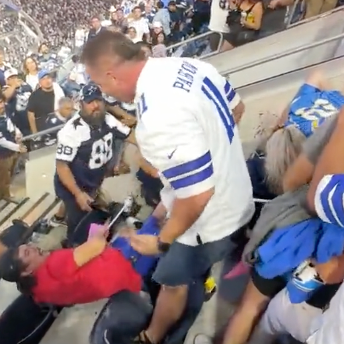 Video: Disturbing Fight Broke Out At Chargers vs. Cowboys Game - The Spun