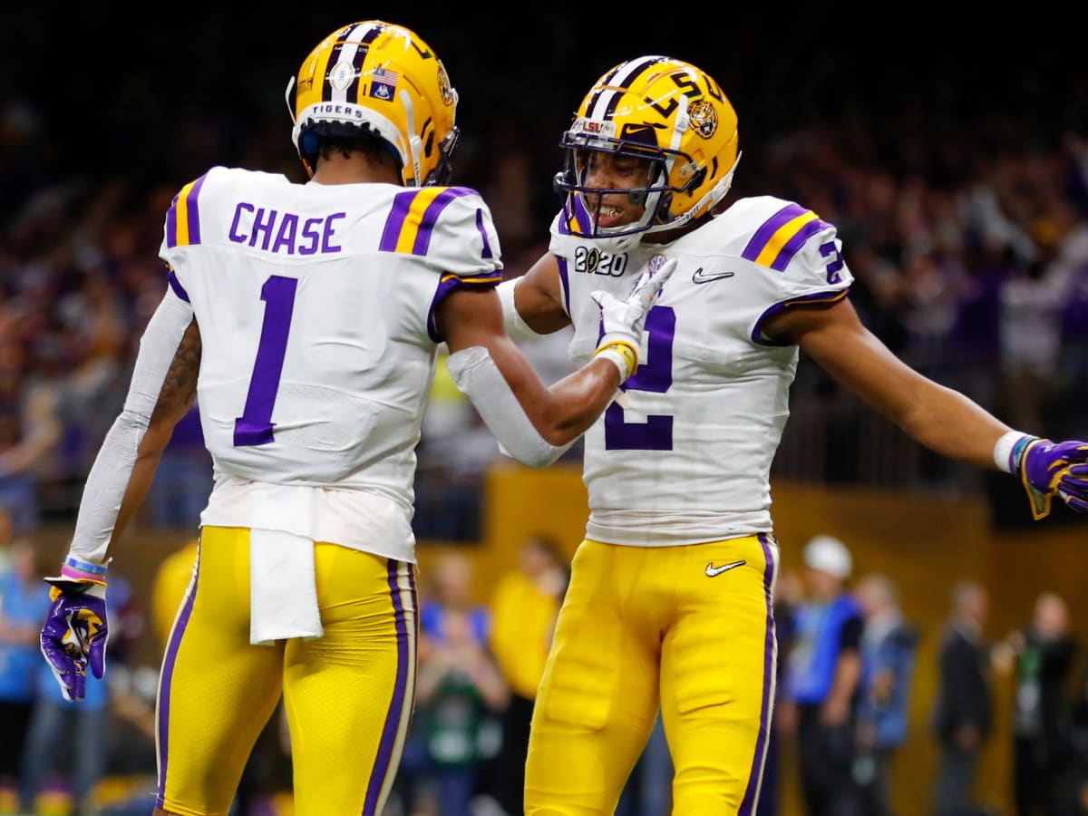 LSU Alumni Ja'marr Chase And Justin Jefferson Jersey Swap, Ja'Marr Chase,  Justin Jefferson, LSU Tigers football, Never graduate 