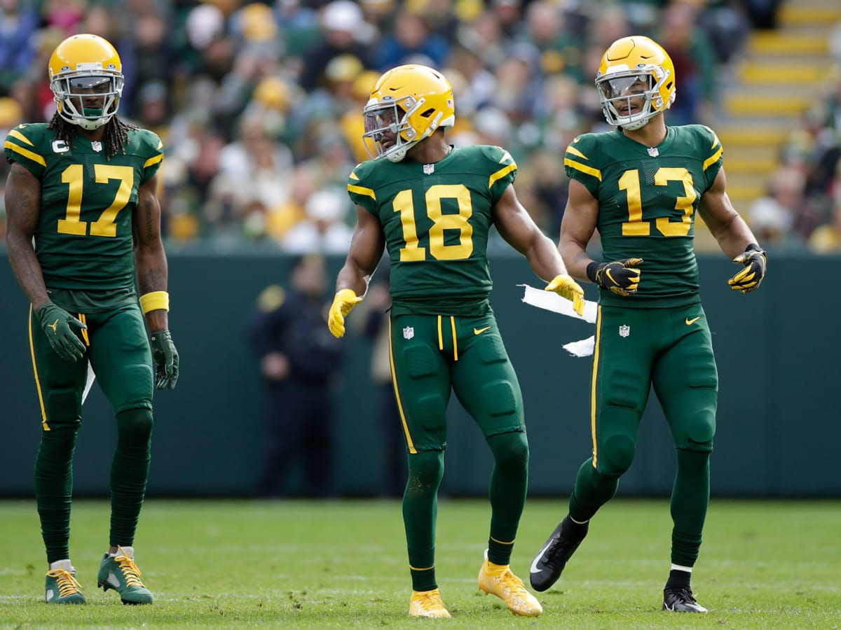 Green Bay Packers wide receiver Randall Cobb (18) reacts after