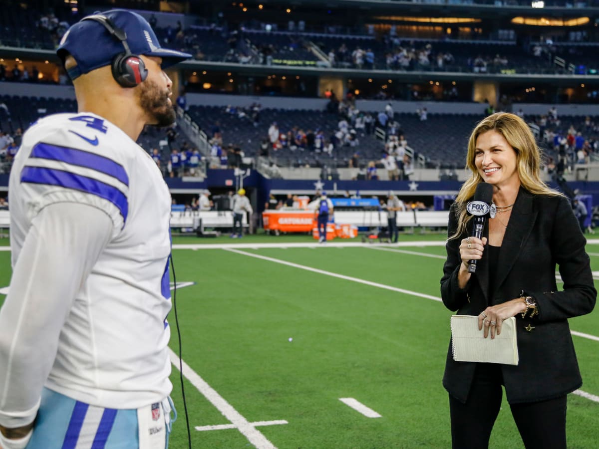 January 12, 2019 Erin Andrews in action during the NFC Divisional Round  playoff game between the game between the Los Angeles Rams and the Dallas  Cowboys at the Los Angeles Coliseum in