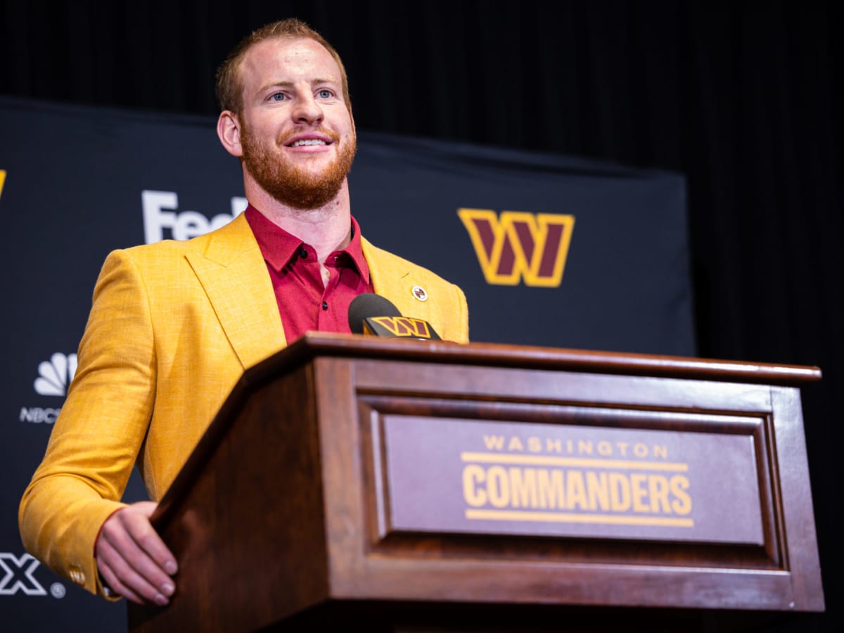 carson wentz commanders suit